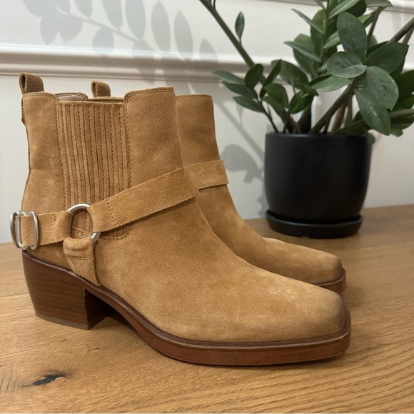 Sam Edelman Bellamie Suede Riding Heel Biker Boots - Size 7.5 - EUC - Tan - Picture 1 of 8